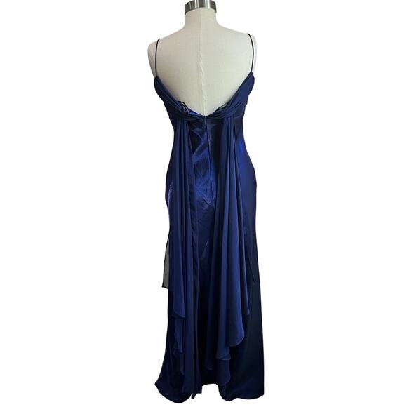 Vintage 90s Royal Blue Shimmer Iridescent Prom Formal Prom Dress Sz 6 - Picture 9 of 14